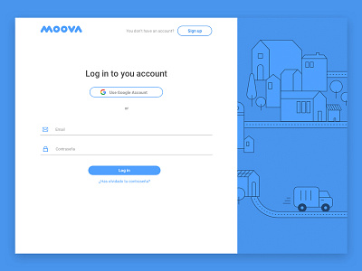 Moova Log In interface design log in register ui design ux design webapp