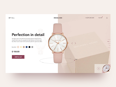 Michael Kors concept card watches creativity daily e commerce homepage interface landing landing page minimal pink shop store typography ui ux watch watches web webdesign website