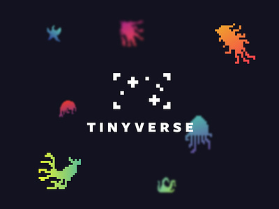 Tinyverse Logo augmented reality creatures design game game design game ui logo mobile app mobile app design monsters pixel art typography