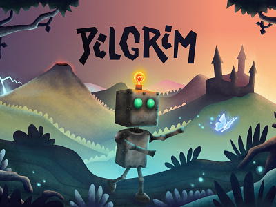 Pilgrim key art adventure game android android app app design game based learning game design illustration language learning mobile app design point and click puzzle game vector wip