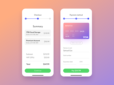 Credit Card Checkout — Daily UI 2 002 app credit card checkout dailyui dailyui 002 design ios mobile app design ui ux