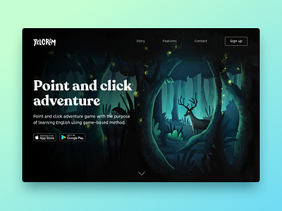 Landing Page — Daily UI 3 003 adventure game android app dailyui dailyui 003 design game design illustration ios landing page mobile app design point and click ui