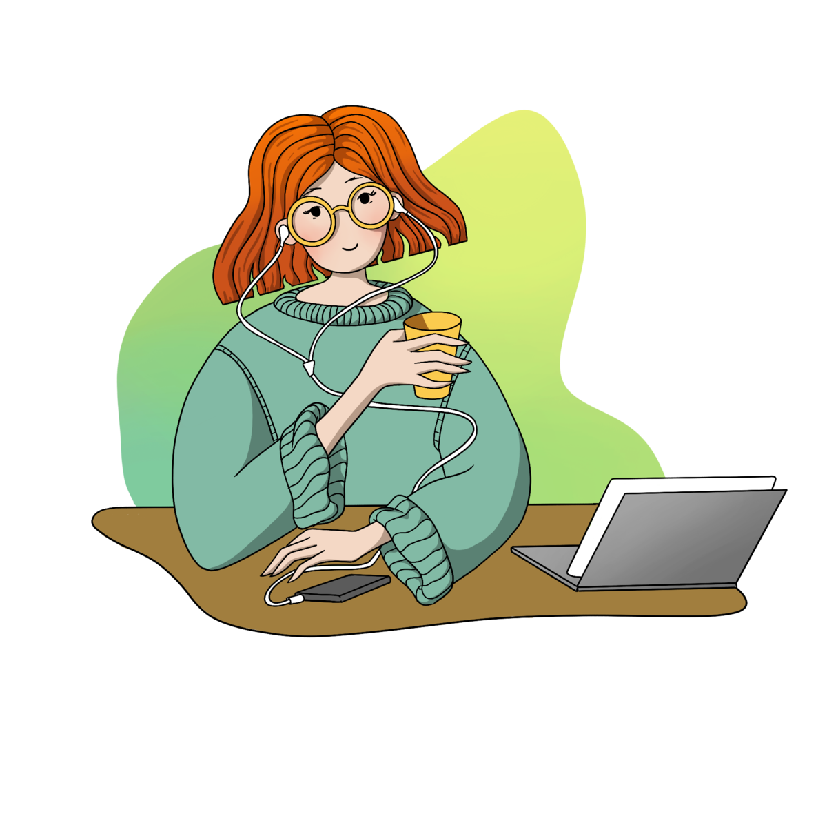 Girl with laptop / Illustration by Yulia Braslavska on Dribbble