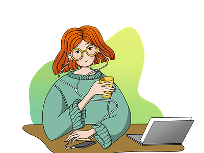 Girl with laptop / Illustration