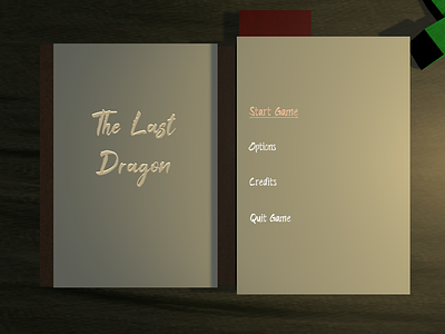 Game Main Menu Book Design | The Last Dragon 3d art game game ui ui unity unity 3d ux