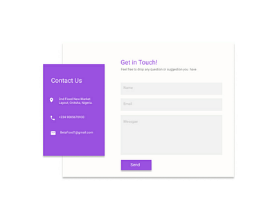 DailyUI #028 Contact Us