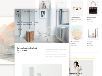 Fntn: Curated contemporary items ecommerence landing page store ui ux website
