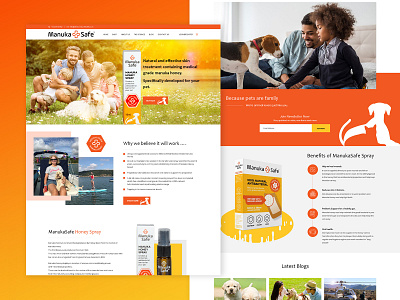 Manuka Safe ecommerce design honey spray pet pet care photoshop ui vet web design