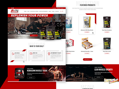 Asn gym mass maker nutrition photoshop supplements ui web design