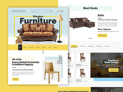 Wooden Furniture ecommerce design furniture photoshop ui web design