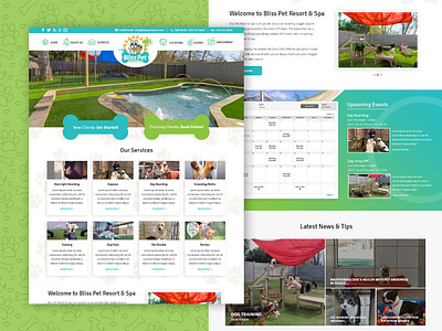 Bliss Pet Resort daycare pets photoshop ui web design