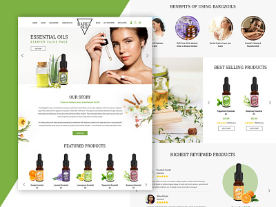 Bargz Oil ecommerce design essential oils photoshop skin products skincare ui web design