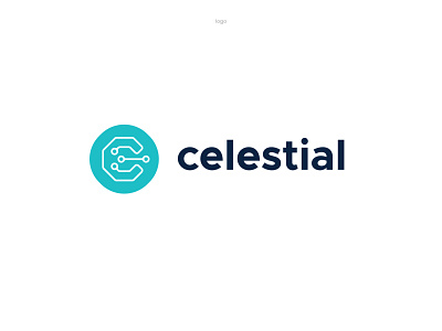 Celestial logo blue celestial it logo logo design programming robots simple typogaphy vector