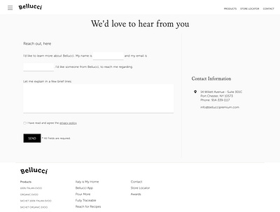 Contact Us - Bellucci EVOO uxdigital web development