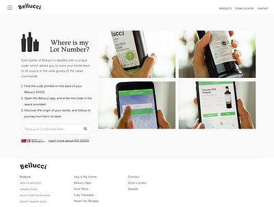 Where is my Lot Number - Bellucci EVOO uxdesign web development