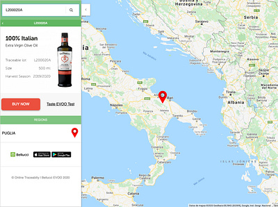 Online Traceabiliy - Bellucci EVOO app cms uxdesign web development