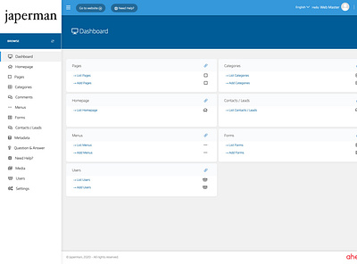 Dashboard - Blue ahensycom cms uxdesign uxdigital web development