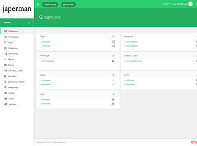 Dashboard - Green ahensycom app cms uxdesign uxdigital web development