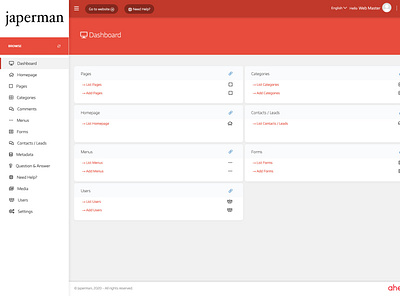 Dashboard - Red ahensycom app cms uxdesign uxdigital web development