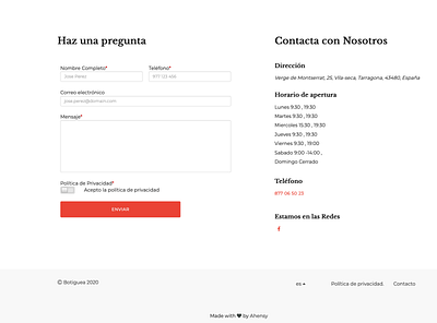 Contacta con el Comercio ahensycom uxdesign web development