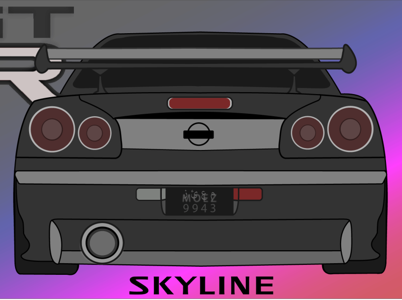 nissan gtr drawing back