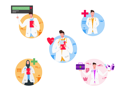 doctor character illustration animation app branding character design doctor flat health care icon illustration medical minimal mobile ui vector web website