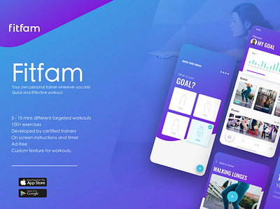 Fit fam app branding design flat illustration ui ux web