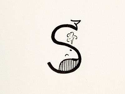 letter S whale alphabet icons illustration lettering logos