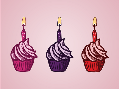 cupcakies birthday candle cupcakes dessert illustration