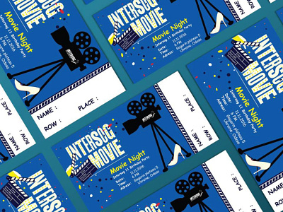 Ticket card design illustration invitation movie music night poster print sticker vector