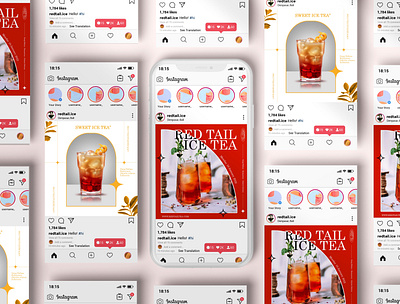 Instagram Social Media Post - Red Tail Ice Tea branding graphic design instagram post layout design social media