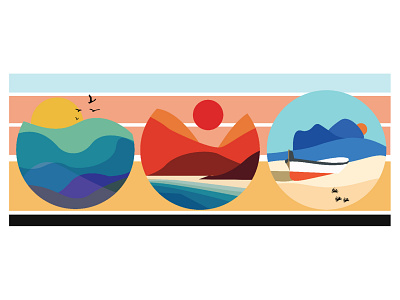 Shore- where sand meets the water beach design dribble dribble shot flatdesign illstration minimal art rays shore sun vector vector art vector illustration vibrant visual desin