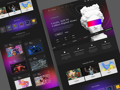 NFT Marketplace Website animation color colors design landingpage design nft nftart ui ux website