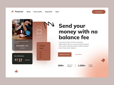 Financiio | Landing Page banking best shot design landing page landingpage design money management transaction ui ux wallet wallet webesign webdesign website