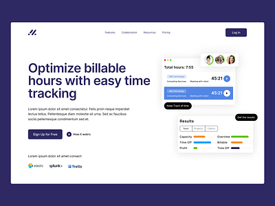 Time Analytics SaaS Landing Page analytics best shot colors design landing page landingpage management saas startup time tracker ui ux web website