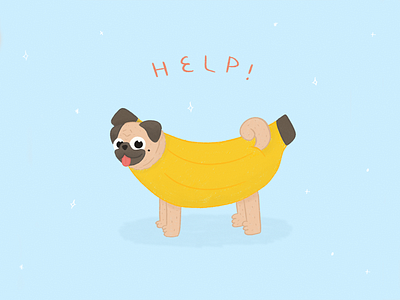 Banana dog banana character design costume design dog graphic design illustration procreate pug