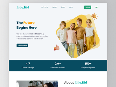 Kids Education Platform Landing Page design education figma inpiration kids landingpage ui uidesign uiux uxdesign web webdesign