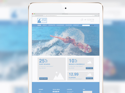 Surf & Scuba Shop Mockup concept homepage ipad mockup photoshop scuba surf ui ux web wip