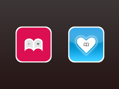 Which way to go? blue book heart icon ilove pink