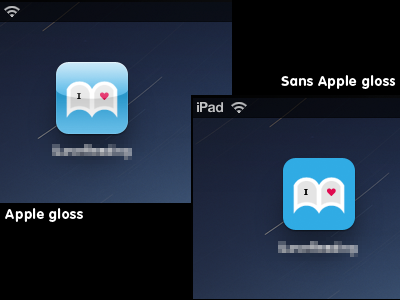 With or without the Apple gloss? blue gloss icon ipad logo