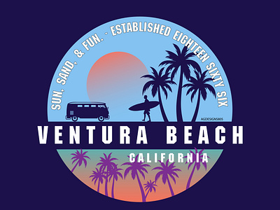 Ventura beach summer T-shirt design