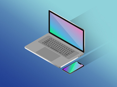 Laptop + Mobile gradient isometric laptop mobile vector