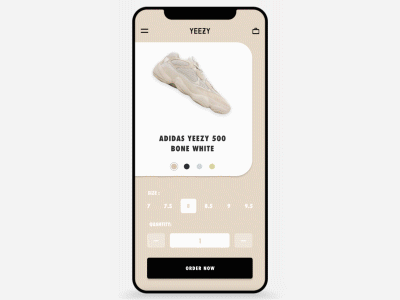 Yeezy Shoe App adobe xd after effects animation app branding clean design logo minimal ui vector