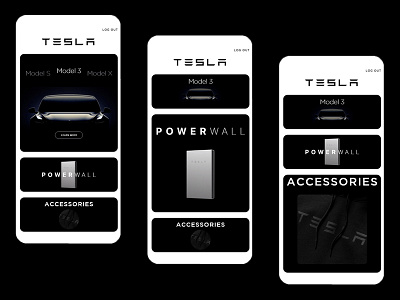 Tesla Home Page App adobe xd app branding design logo minimal ui ux vector