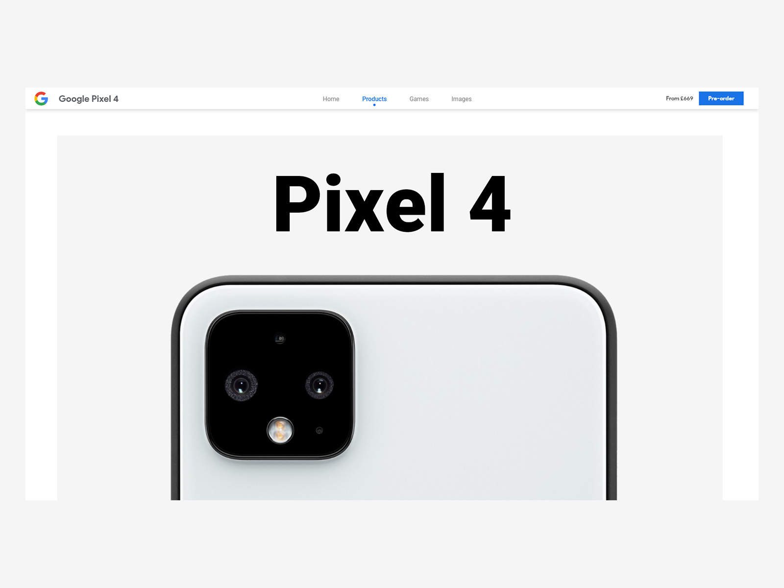 Google Pixel 4 Website Screenshot (1/4) by Andrew Leyburn on Dribbble