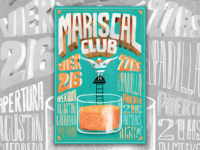 Mariscal Club dive gig poster gigposter illustration lettering music photoshop pool trampoline whiskey