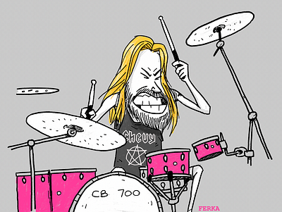 Taylor cartoon drums foo foo fighters illustration music procreate rock taylor taylor hawkins