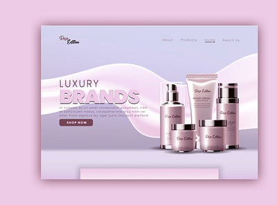 Landing Page for Cosmetics animation branding design graphic design illustration illustrator logo logodesign photoshop ui vector