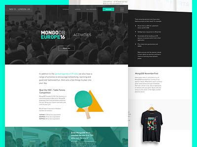 Mongodb Europe Activities Landing Page brand digital design events landing page layout minimal ui ux visual design web webdesign website