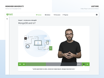 New MongoDB University – Online Learning Platform course design e learning lessons online learning platform ui ux video player